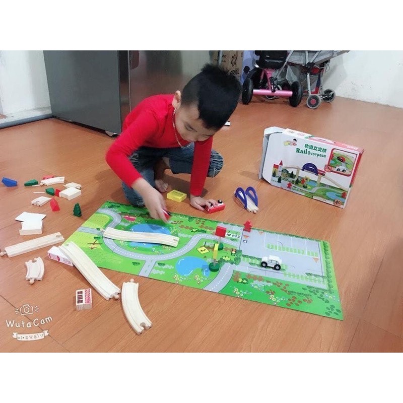 Bộ Đồ Chơi Gỗ Lắp Ghép Mô Hình Giao Thông Thành Phố Cao Cấp Dành Cho Bé