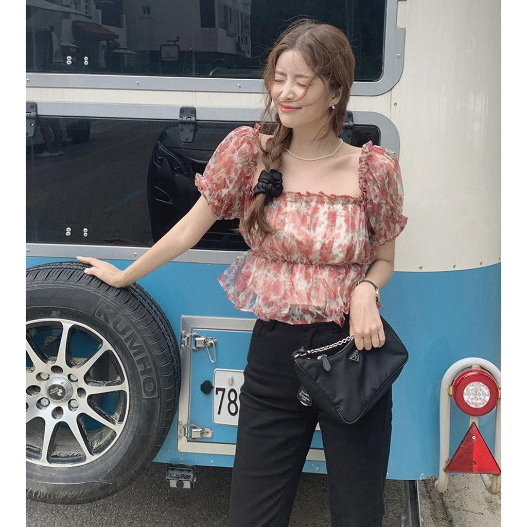 Áo Sơ Mi Ngắn In Họa Tiết 52584 Thời Trang Hàn Quốc