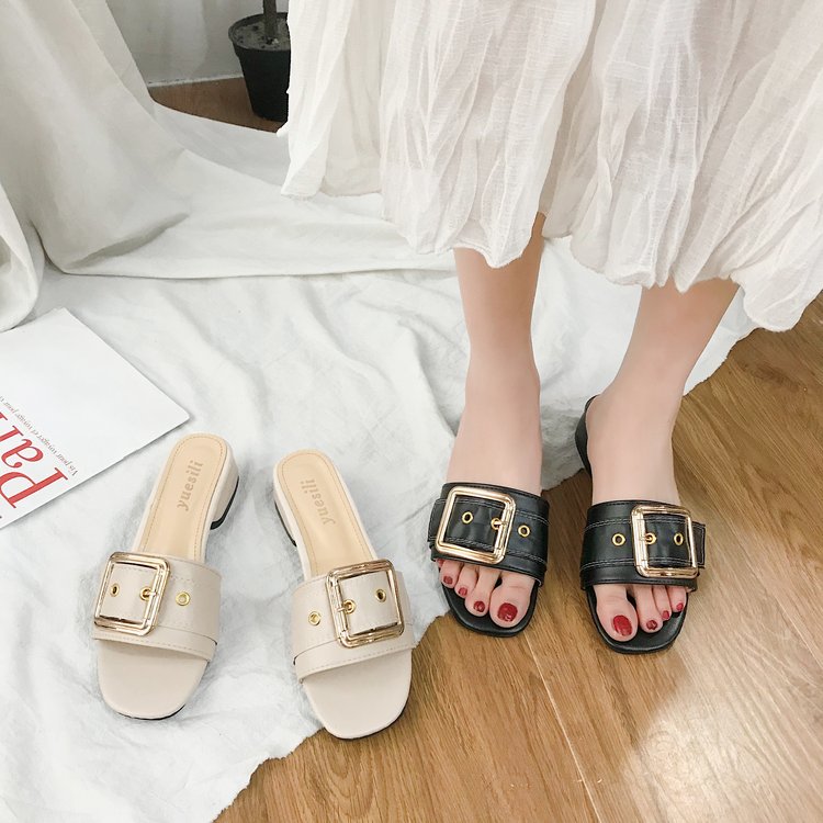 Xăng đan Nữ Đế Thấp Mũi Tròn Trang Trí Thời Trang