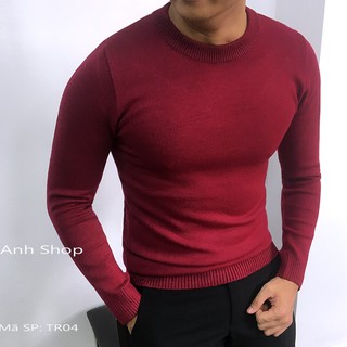 Áo len nam trơn cổ tròn