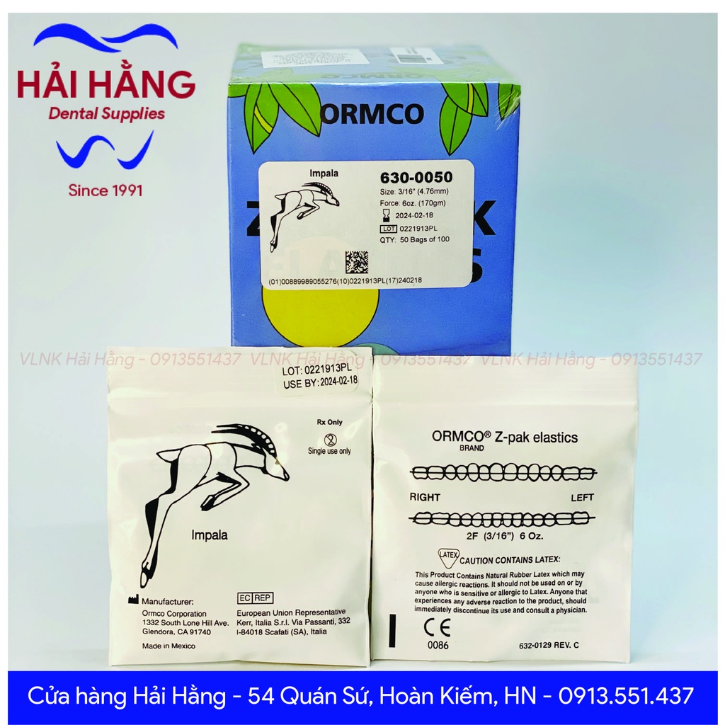 Chun liên hàm chỉnh nha Z-pak Elastics chính hãng ORMCO Z-pak Elastics
