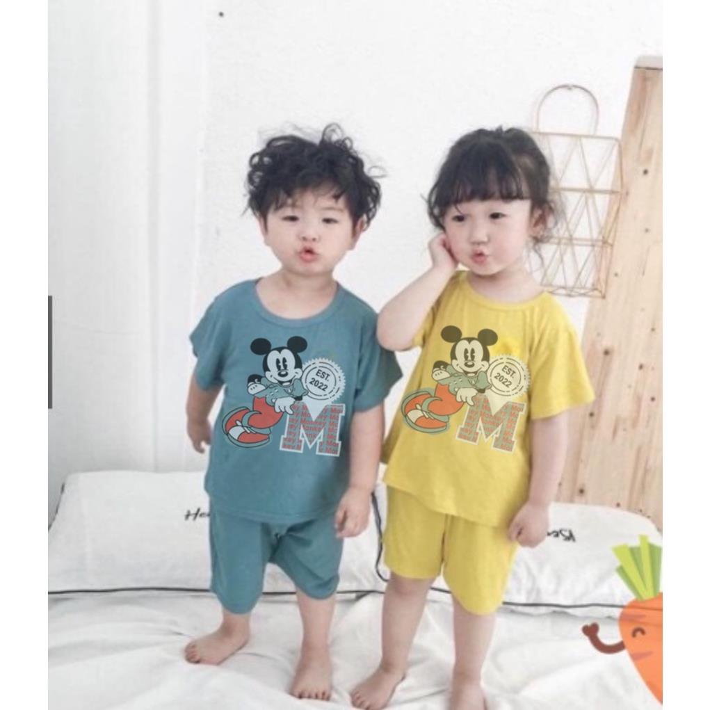 (quà tặng) (BĐ 35088) Bộ Cộc Tay Chất Thun Lạnh Cho Bé Trai Bé Gái, Bộ Hè Cho Bé trai, bé gái hoạ tiết micky cực xinh