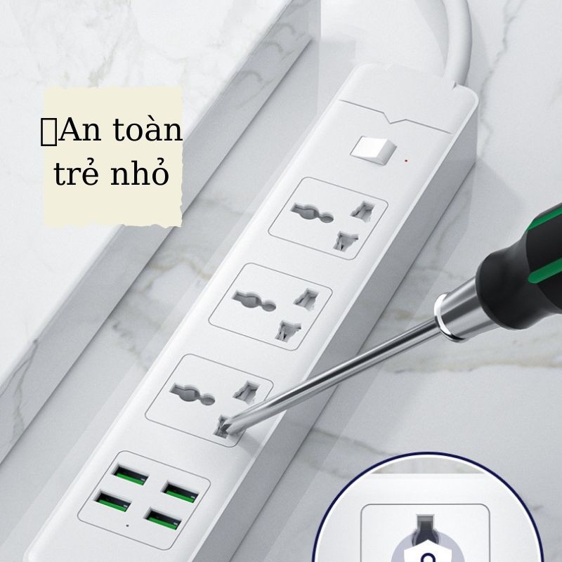 ổ điện đa năng Vinisen 4 cộng USB 4 rắc cắm dây dài 2m