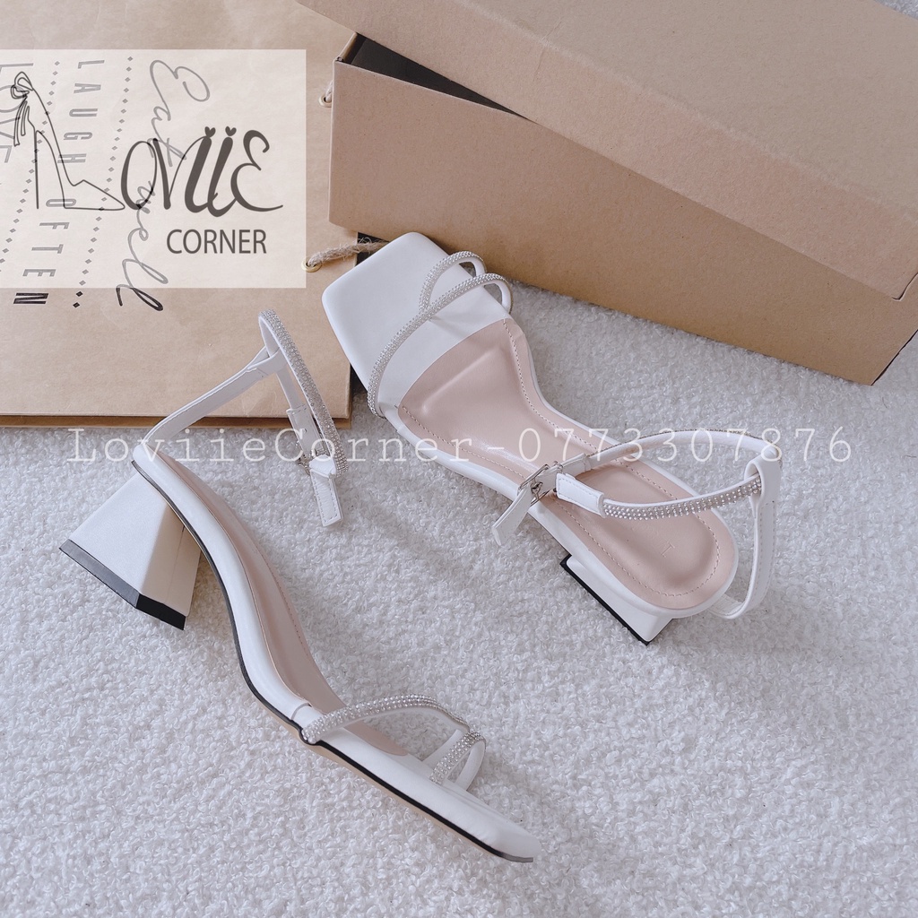GIÀY CAO GÓT NỮ LOVIIECORNER - SANDAL THỜI TRANG QUAI MẢNH ĐÍNH ĐÁ GÓT NHỌN 9 PHÂN G210147