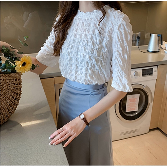 Áo vải voan tay ngắn ôm trơn màu dành cho nữ | BigBuy360 - bigbuy360.vn