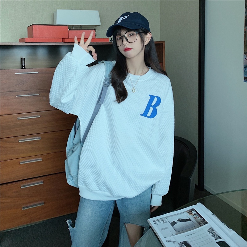 【ZHELIHANGFEI】Áo Thun Sweater Tay Dài Thêu Họa Tiết Xinh Xắn