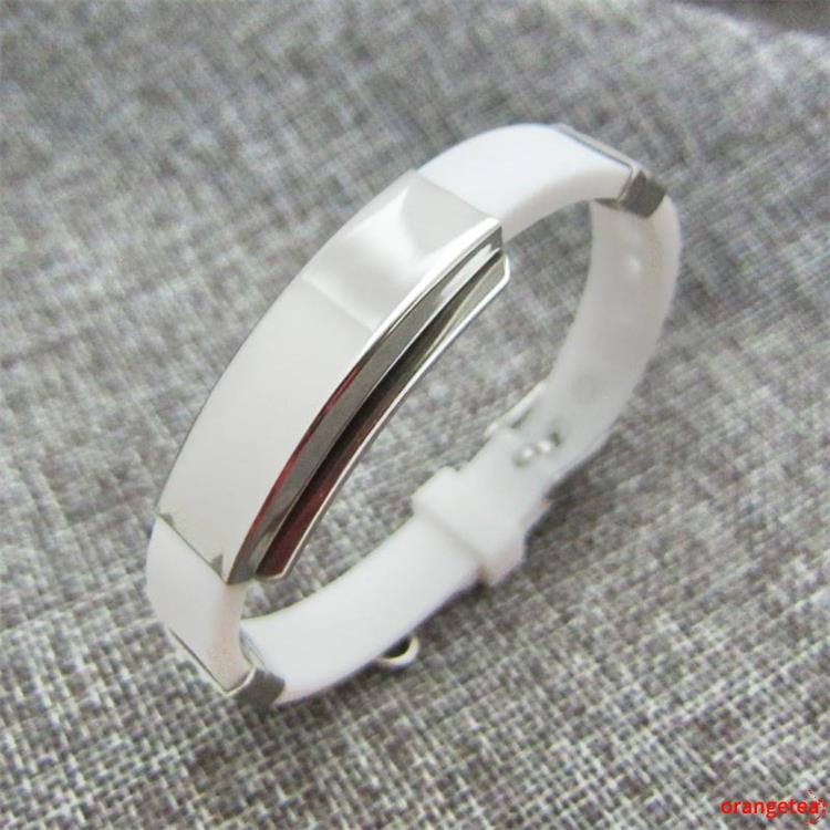 Vòng Tay Silicone Phối Thép Titan Phong Cách Hàn Quốc Cho Cặp Đôi