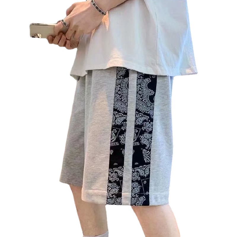 Quần Short Thể Thao Ống Rộng Màu Sắc Tương Phản Thời Trang Mùa Hè Cho Nam