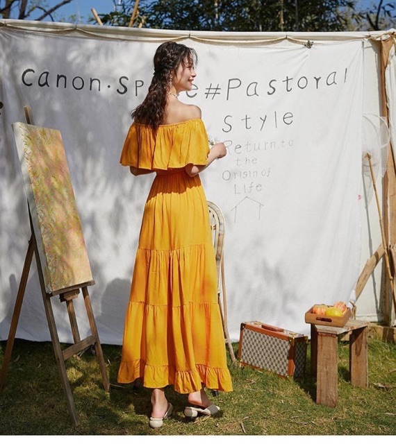 [Giá huỷ diệt⚡️] Váy maxi trể vai vàng/ trắng siêu xinh sống ảo | BigBuy360 - bigbuy360.vn