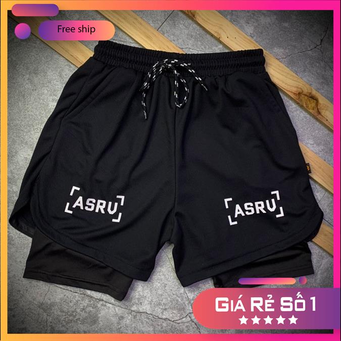 Quần đùi nam tập gym ASRV 2 lớp, quần short thể thao nam thoáng mát, co dãn 4 chiều MSP34641