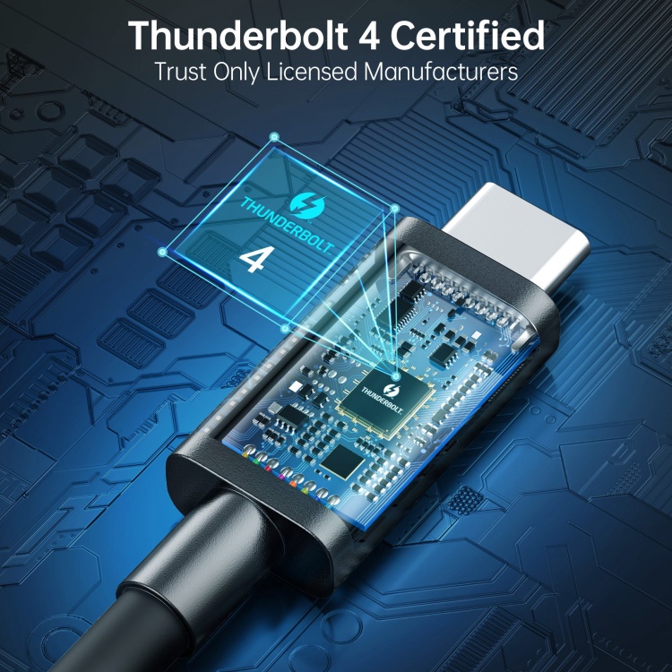 Dây Cáp Thunderbolt 4 Chuẩn Intel CHOETECH A3010-BK Dài 0.8M, 40Gbps, Sạc PD 100W, 8K 60Hz, 5K 60Hz, 4K 60Hz Kép