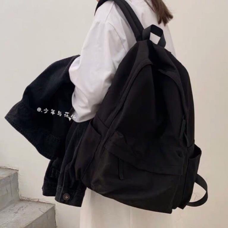 Balo trơn Ulzzang, balo Hàn Quốc Nam Nữ cặp đi học nữ siêu cute fom mềm vải dù mịn BL01