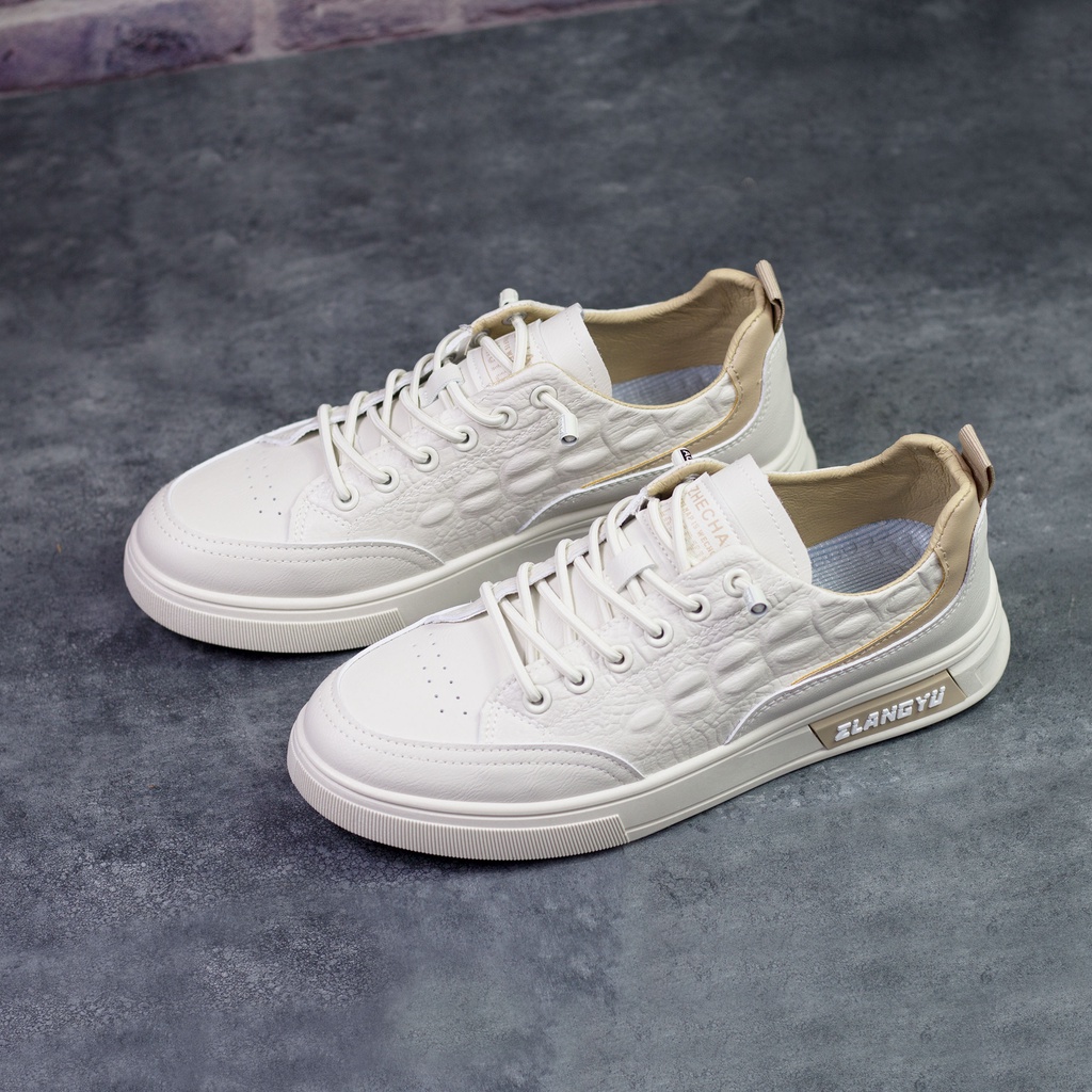 Giày da trơn nam cao cấp Zhechao đế bằng, Sneaker nam kiểu dáng basic, hiện đại, đi học, đi làm