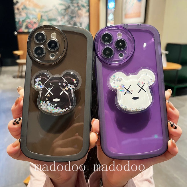 Clear Casing Samsung Galaxy A73 A13 A52 A52S A02S A03 A03S A50 A50S A30S 4G 5G Cute Gloomy Bear Sesame Street Doraemon Crayon Shin-chan Cartoon Quicksand Stand Phone Case NKS 12