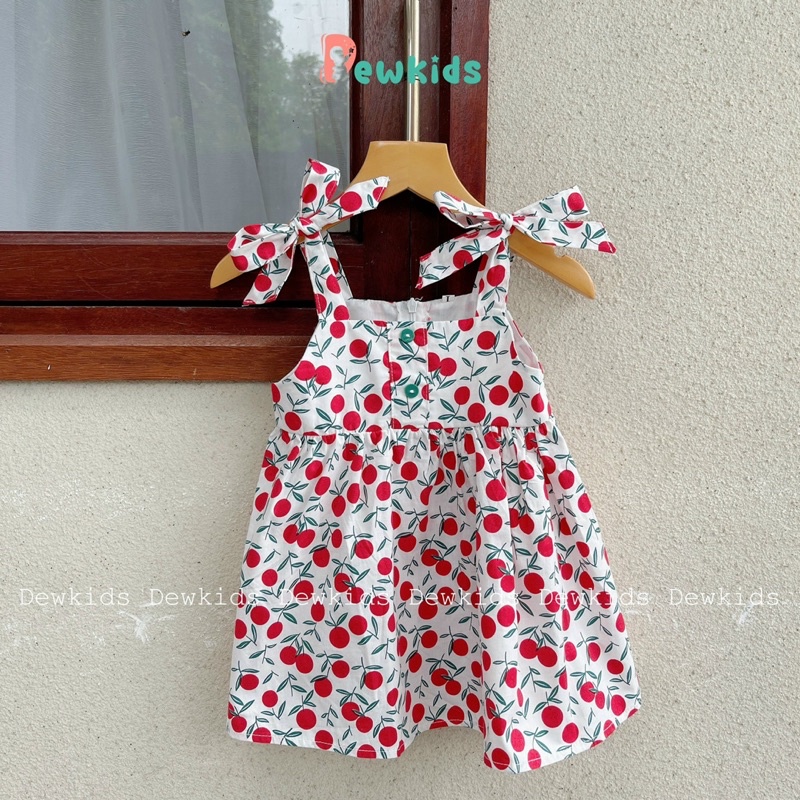 Váy cho bé gái Dewkids váy 2 dây thắt nơ điệu đà vải thô mềm thoáng mát - VH01