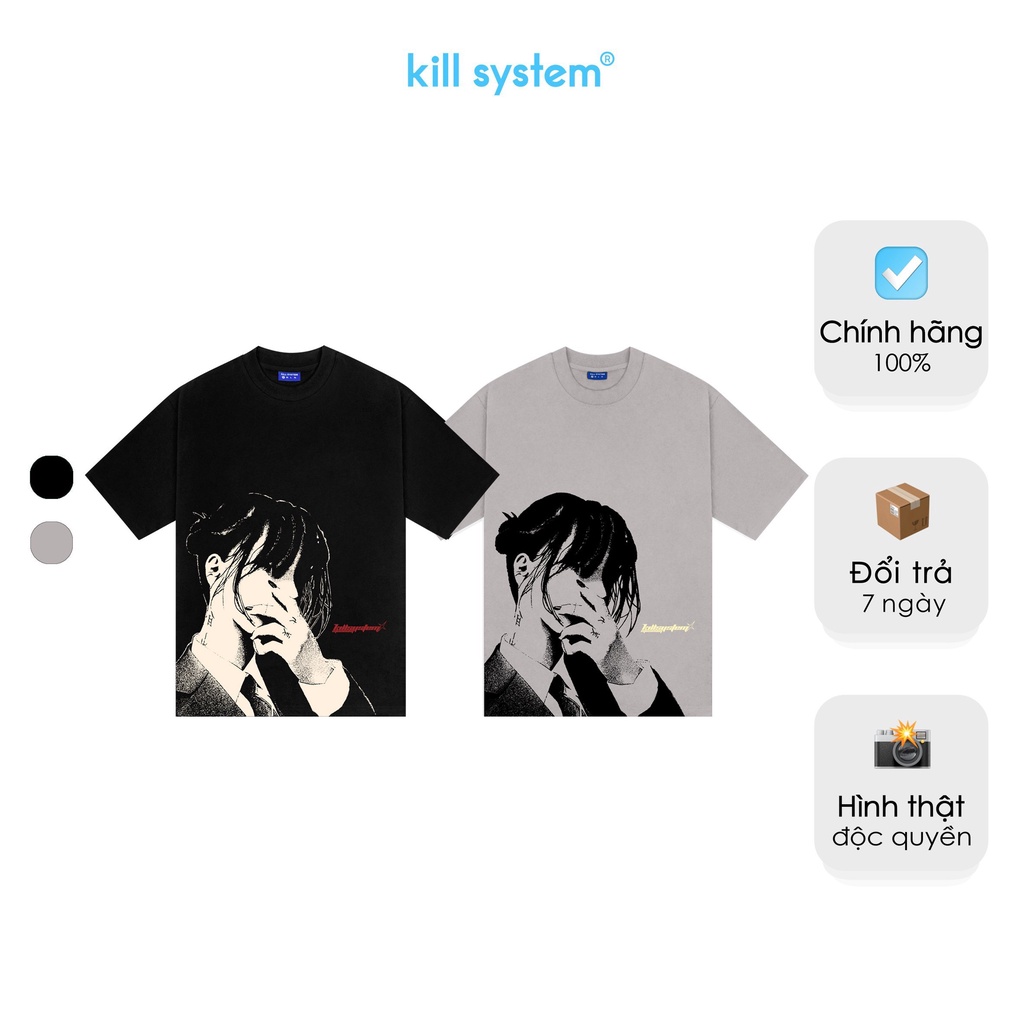 Áo thun in hình cô gái màu đen, xám chất vải co giãn, dày dặn, form rộng, phong cách unisex Museum KillSystem