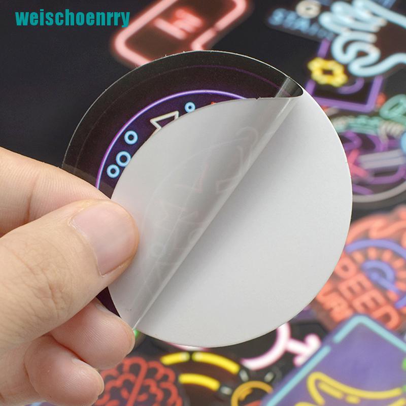Rér●Bộ 50 Miếng Dán Màu neon Dễ Thương Trang Trí Vali / laptop / guitar