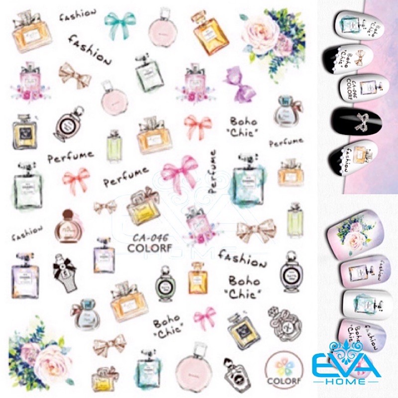 Decal Dán Móng Tay 3D Nail Sticker Tráng Trí Hoạ Tiết Chai Nước Hoa Fashion Perfume CA046