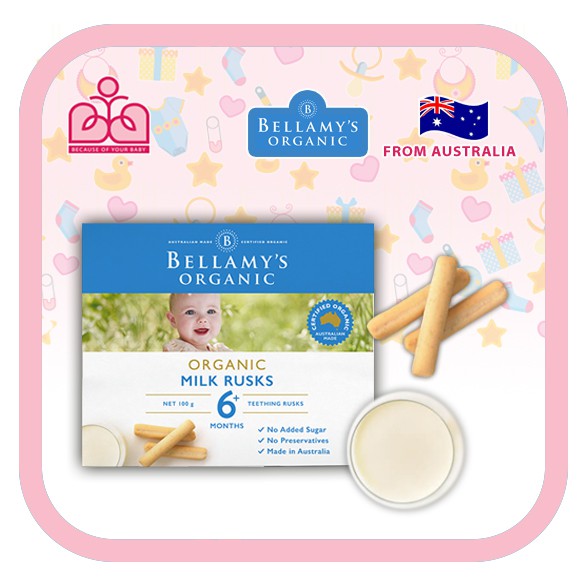 Bánh gặm nướu vỏ sữa hữu cơ Bellamy’s Organic cho bé từ 6 tháng tuổi (Date từ tháng 04/2022 trở lên)