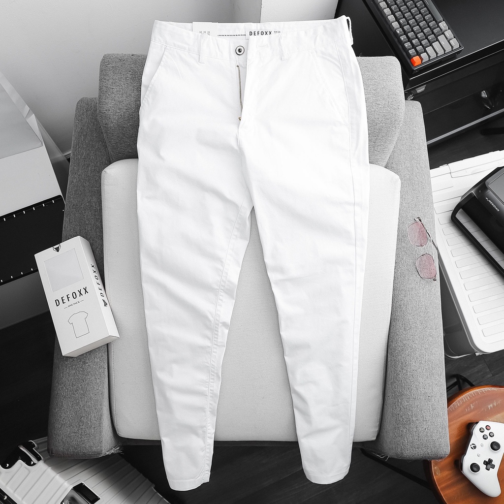 Quần kaki nam, quần dài kaki nam cao cấp DEFOXX màu trắng 220156