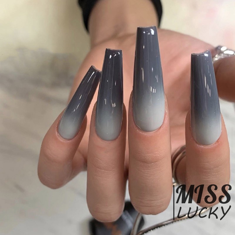 VN (Hàng Mới Về) Set 24 Móng Tay Giả Dài Màu Gradient Thời Trang Cho Nữ