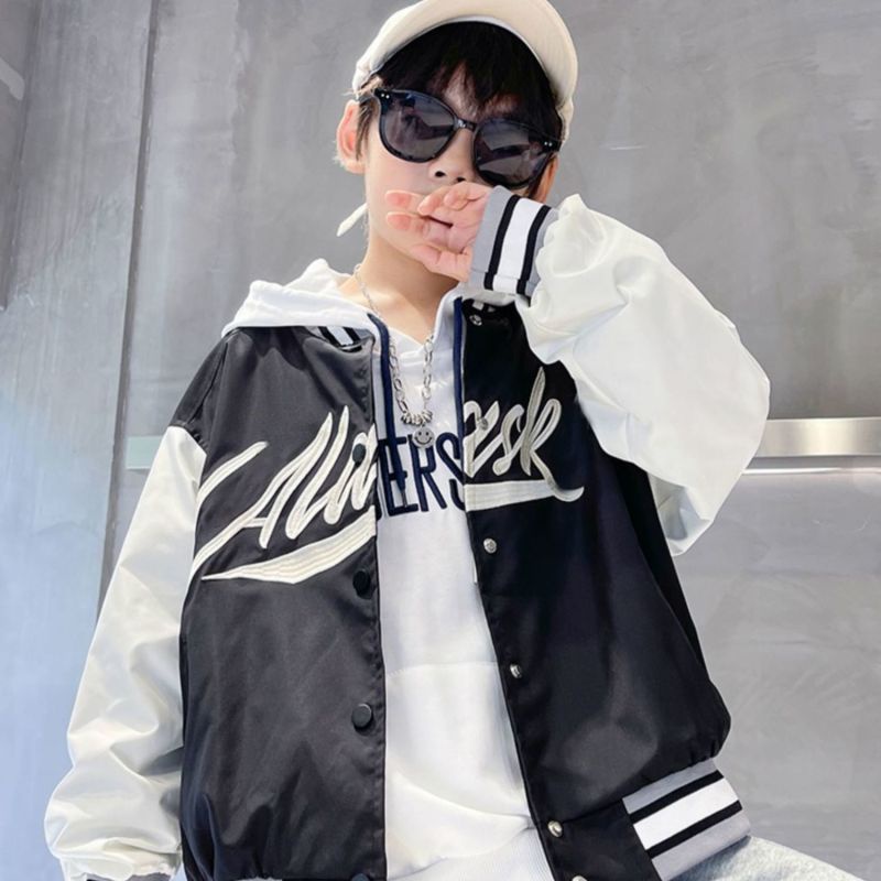 Áo khoác bomber bé trai bé gái size đại dù 2 lớp cho bé unisex in hình cá tính form 14 43kg HD247 0318 D