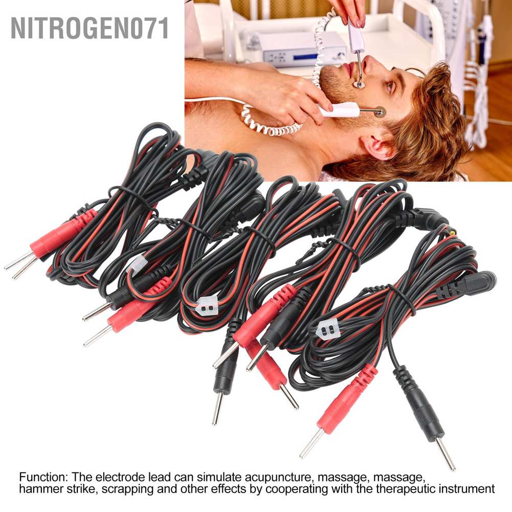 Nitrogen071 10pcs / bag 2.35mm 1.2m 2‑In‑1 Pin Type Electrode Lead Wires Cable for TENS Unit Physiotherapy Machine