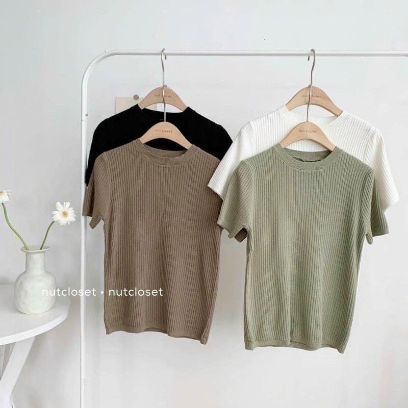 Áo len cộc tay trơn basic - bảng màu pastel | BigBuy360 - bigbuy360.vn