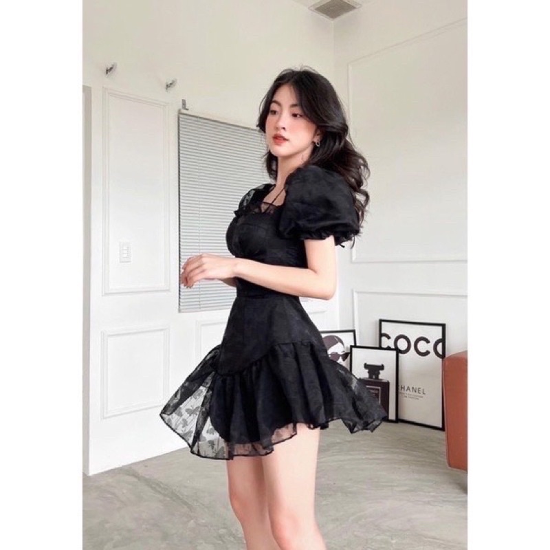 Đầm maxi hoa nổ cúp ngực dây yếm rớt tay xoè