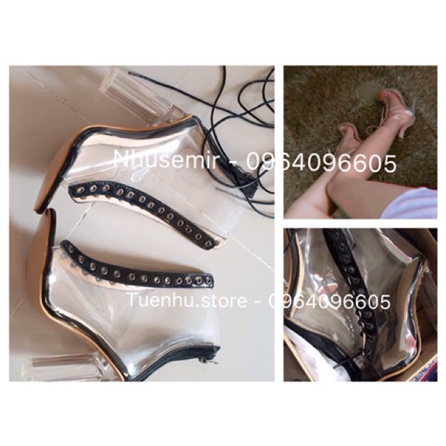 (Order) sz 35-40,41,42 Bốt chiến binh hở mũi trong suốt 12cm sang chảnh 2019 | BigBuy360 - bigbuy360.vn