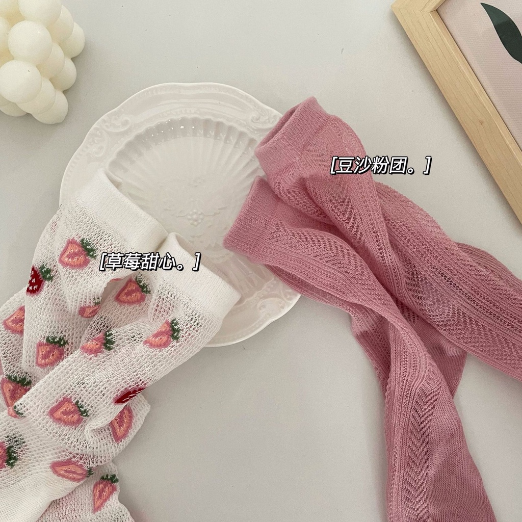 Tất Vớ Nữ Mùa Hè Hoạt Hình Lưới Ren Dâu Tây Lolita Siêu Dễ Thương