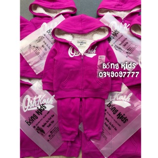 Bộ Khoác Nỉ Bé Gái Lót Cừu Hồng Tím Logo Oshkosh