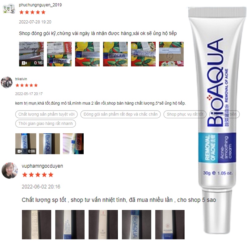 Kem giảm mụn,BIOAQUA, ngừa rạn da,sẹo, thâm,mụn lưng,mau lành vết thương, nam, nữ, tuổi dậy thì 30g hàng chính hãng.