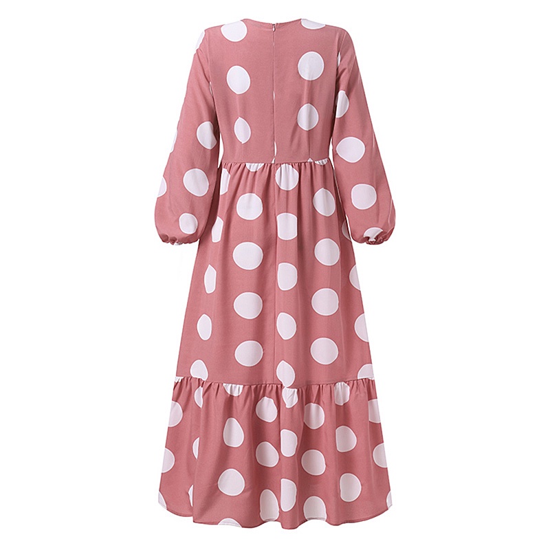Zanzea Đầm Tay Dài Xếp Tầng Họa Tiết Chấm Bi Phong Cách Retro Thanh Lịch Dành Cho Phụ Nữ Hồi Giáo