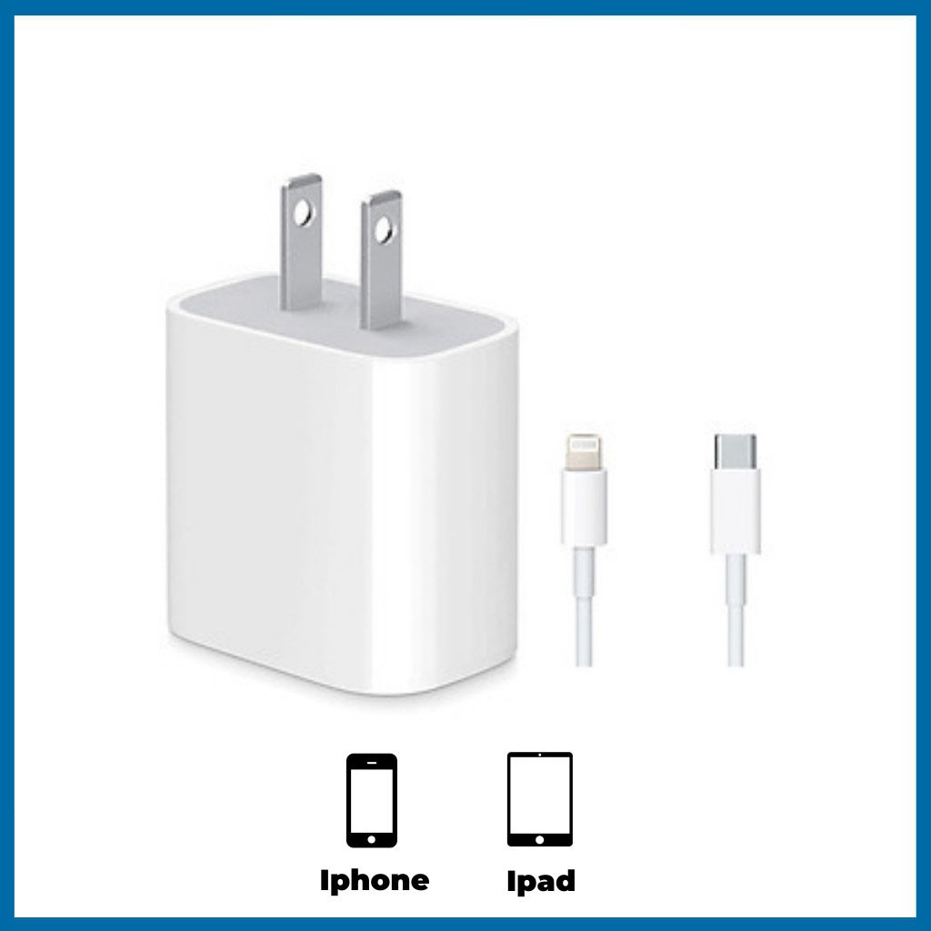 Bộ sạc nhanh iphone 18 W sạc nhanh iphone công nghệ PD + Cáp Type-C to Lightning cho IP 5/6/7/8/X/11/12