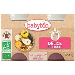 Trái cây nghiền hữu cơ hiệu babybio - táo, mơ, mận, việt quất