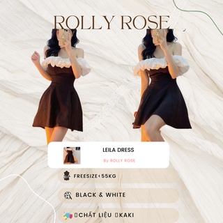 Leila dress (đầm bẹt vai ôm dáng xoè bèo trắng)