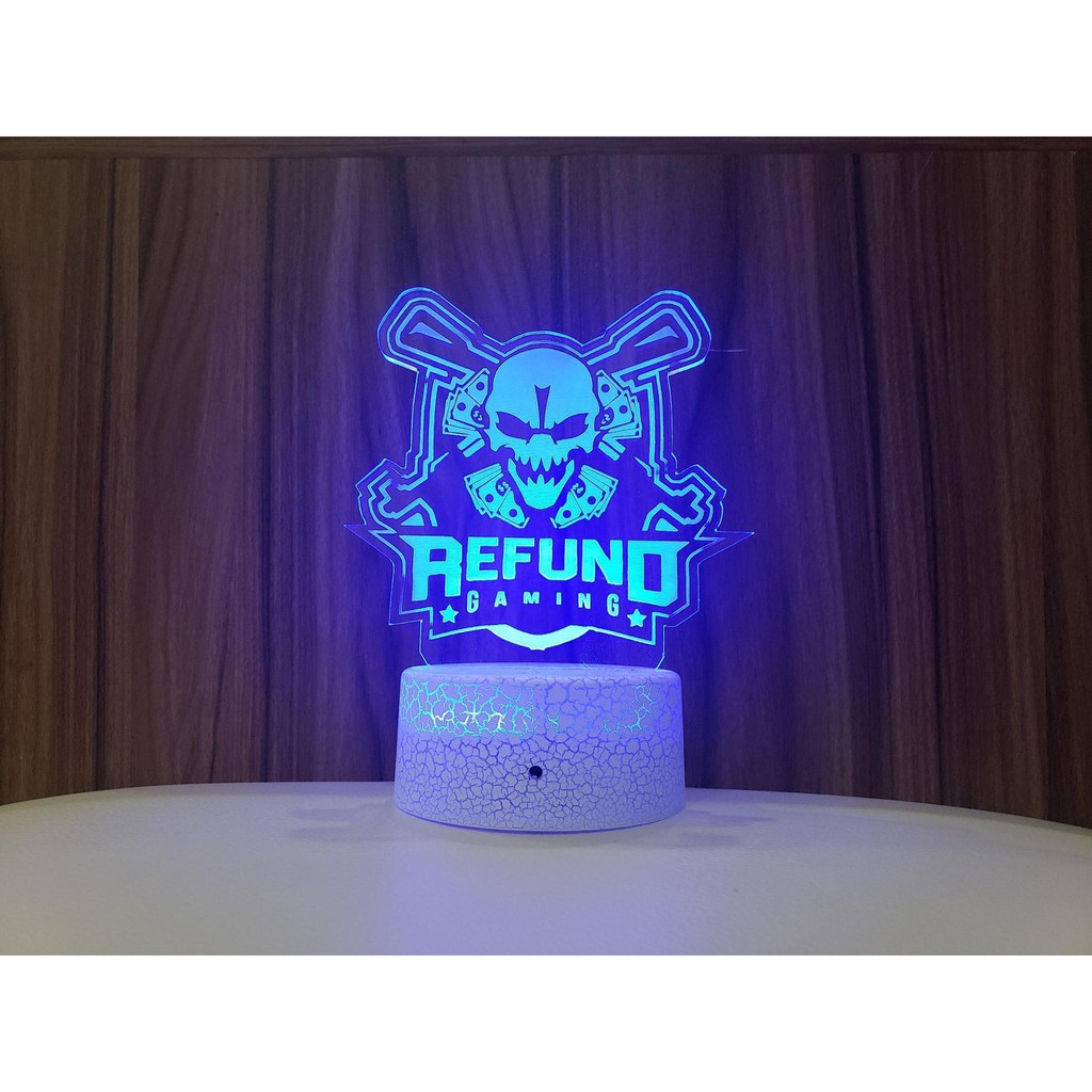 Đèn ngủ 3D led để bàn, trang trí cảm ứng 16 màu logo Refun gaming | Tặng kèm móc khóa 3D | Làm theo yêu cầu