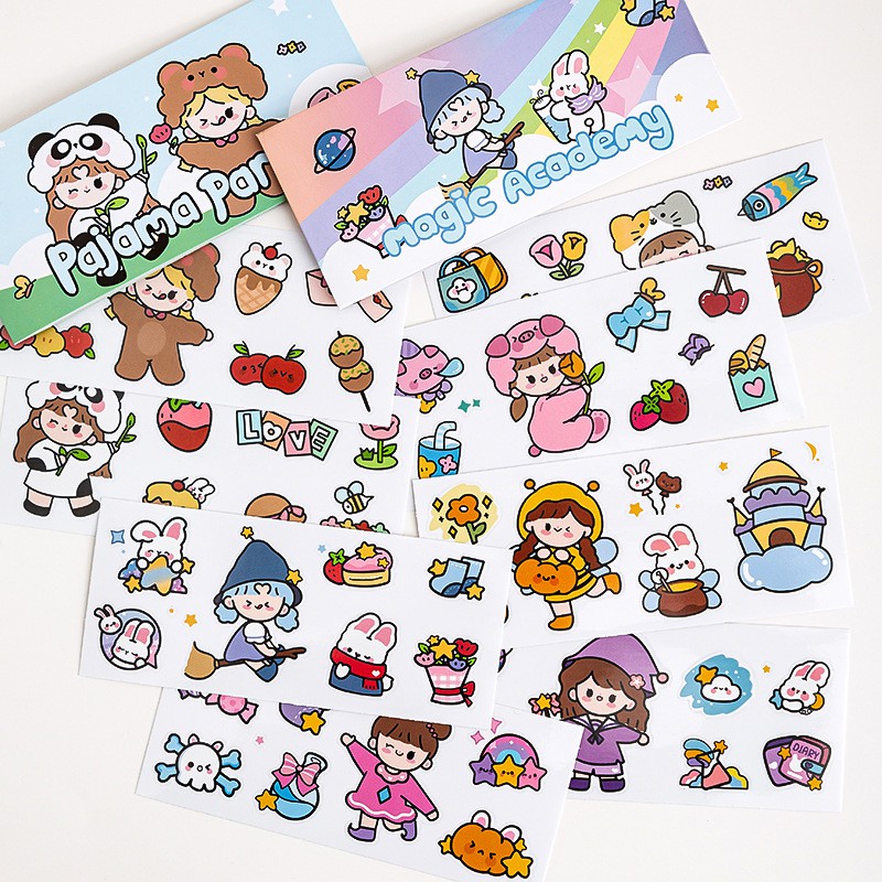 Set Sticker 4 Tấm Dán Trang Trí Sổ, Điện Thoại, Laptop Series of MeiMei, LuLu, Rebecca | ST068