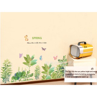 decal chân tường lá
