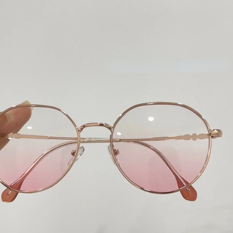 Kính Mát Gọng Kim Loại Mỏng Màu Hồng Gradient Thời Trang Hàn Quốc Cho Nữ