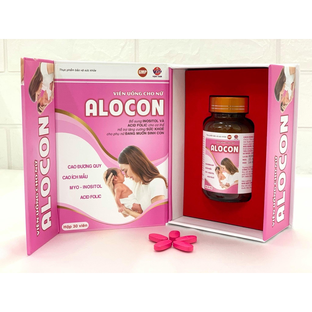 Viên uống tăng khả năng thụ thai Alocon Nữ Vạn Tam giúp điều hòa kinh nguyệt tránh sảy thai và vô sinh hiếm muộn