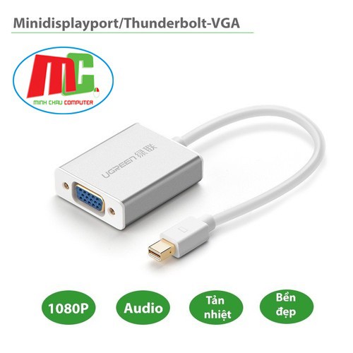 Cáp Chuyển Mini Displayport Sang VGA UGREEN 10403 - Thunderbolt To VGA - Hàng Chính Hãng