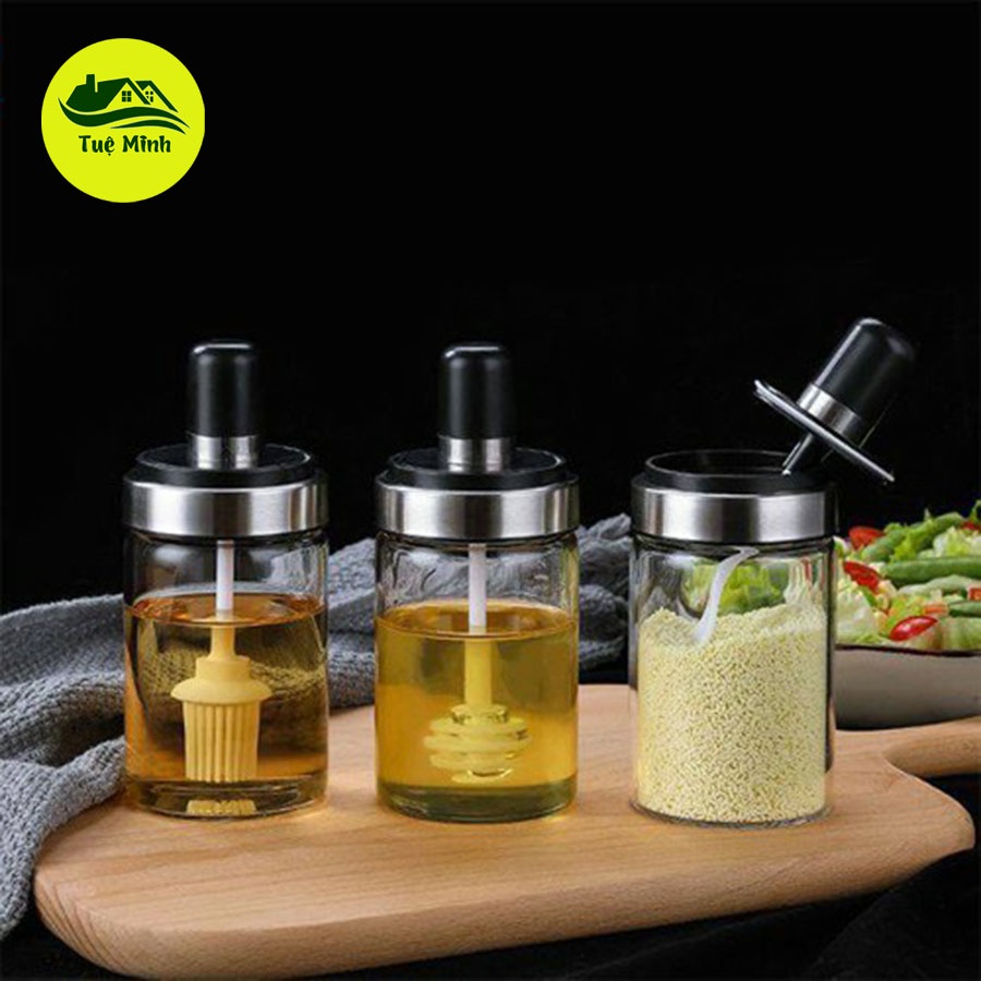 Hũ Đựng Gia Vị thủy tinh chống ẩm kèm thìa muỗng, lọ đựng gia vị 250ml TM0009 | BigBuy360 - bigbuy360.vn