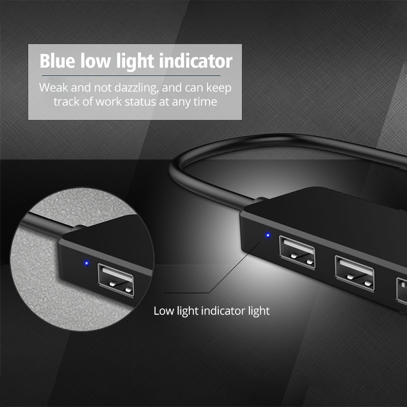 Thiết bị chia truyền dữ liệu USB 2.0 4 cổng HdoorLink tốc độ cao siêu mỏng có cáp dữ liệu cho PC laptop chuột bàn phím