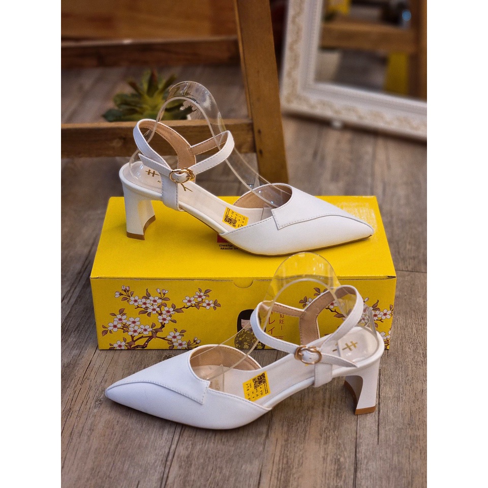 Sandal Nhật cao gót - Kirei office mũi nhọn 6P BL