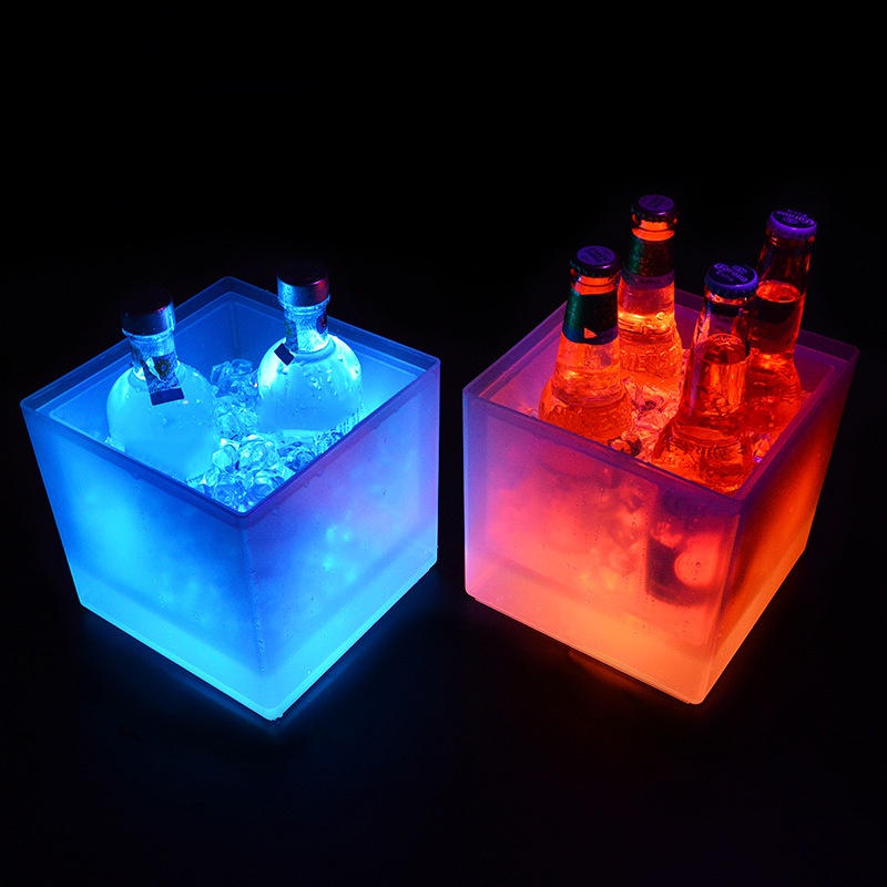 Xô Đựng Đá Ướp Lạnh Chai Rượu Dung Tích 5L Có Đèn LED Thay Đổi Màu Sắc Chống Thấm Nước Tiện Dụng Cho Gia Đình/Quán Bar