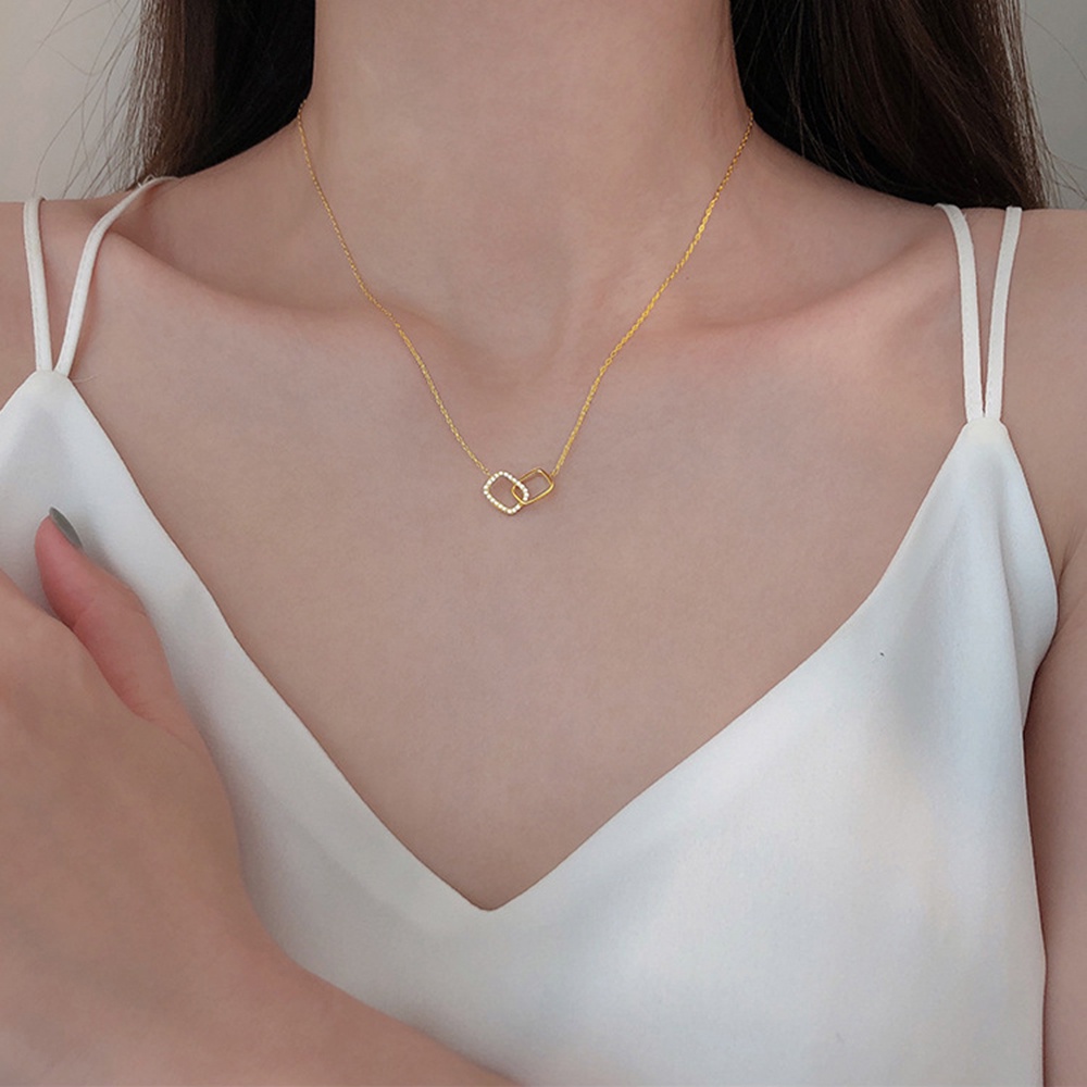 Vòng cổ Mặt Vuông Đính Đá Đơn Giản Thời Trang Cho NữYanqueens Quà tặng trang sức