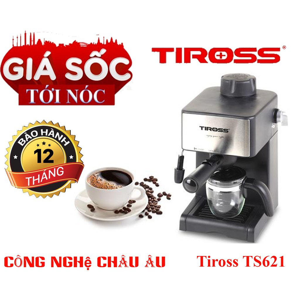Máy pha cà phê Tiross TS621 (Chuẩn vị cà phê, Sánh, Ngon) Chính hãng, BH 12 tháng 1 đổi 1