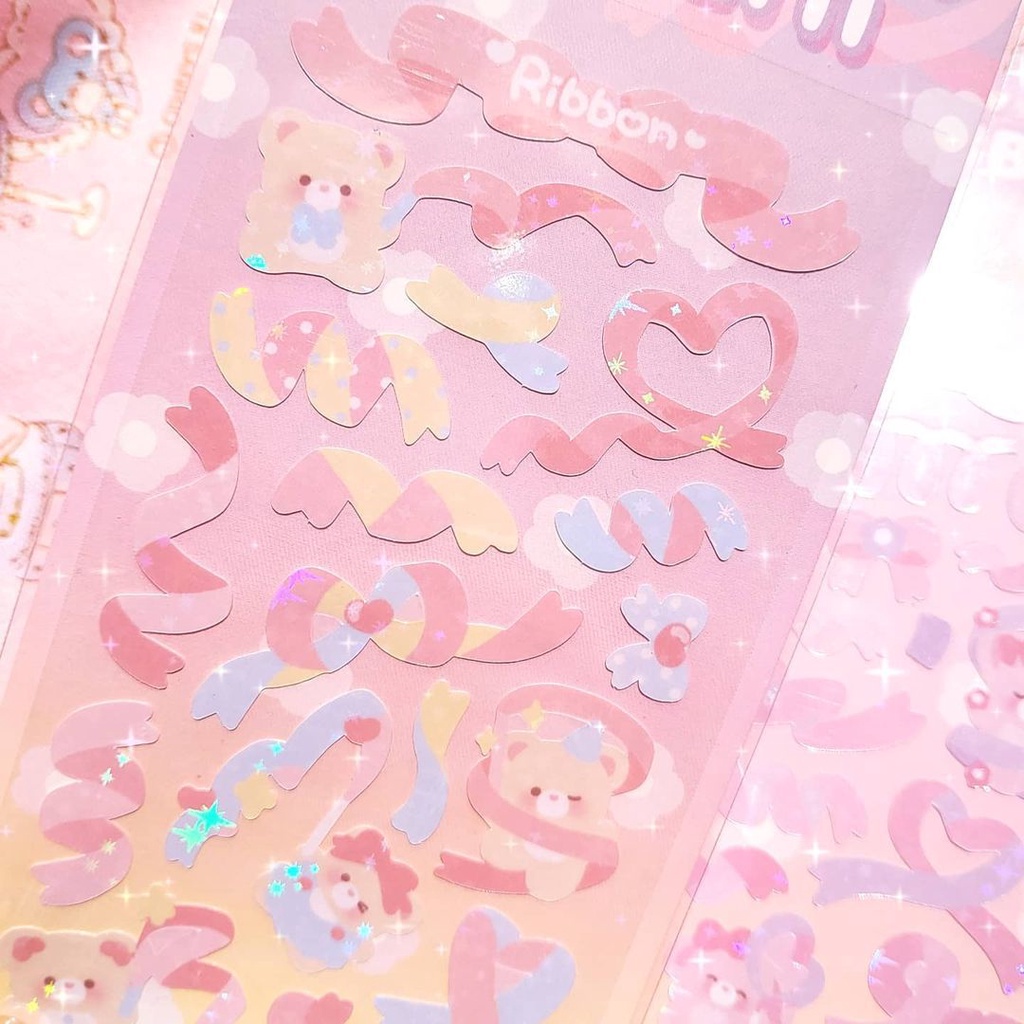 Nhãn dán hình gấu/ bánh laser dễ thương trang trí nhật ký/ album